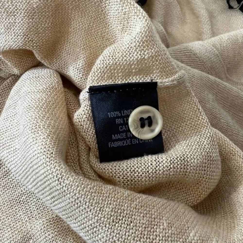 Skull Cashmere Tan top Women Lagenlook 100% Linen Penelope Henley Top size XS